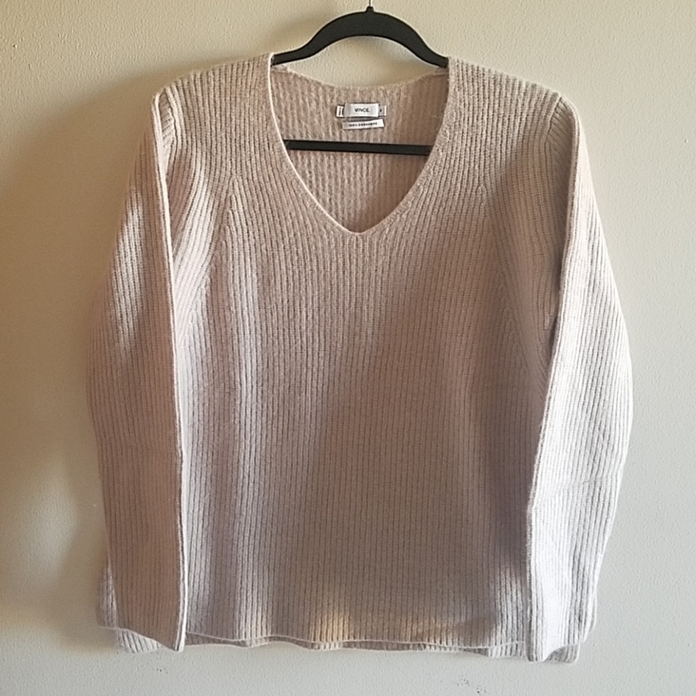 Vince Pink/Cream V-Neck Sweater